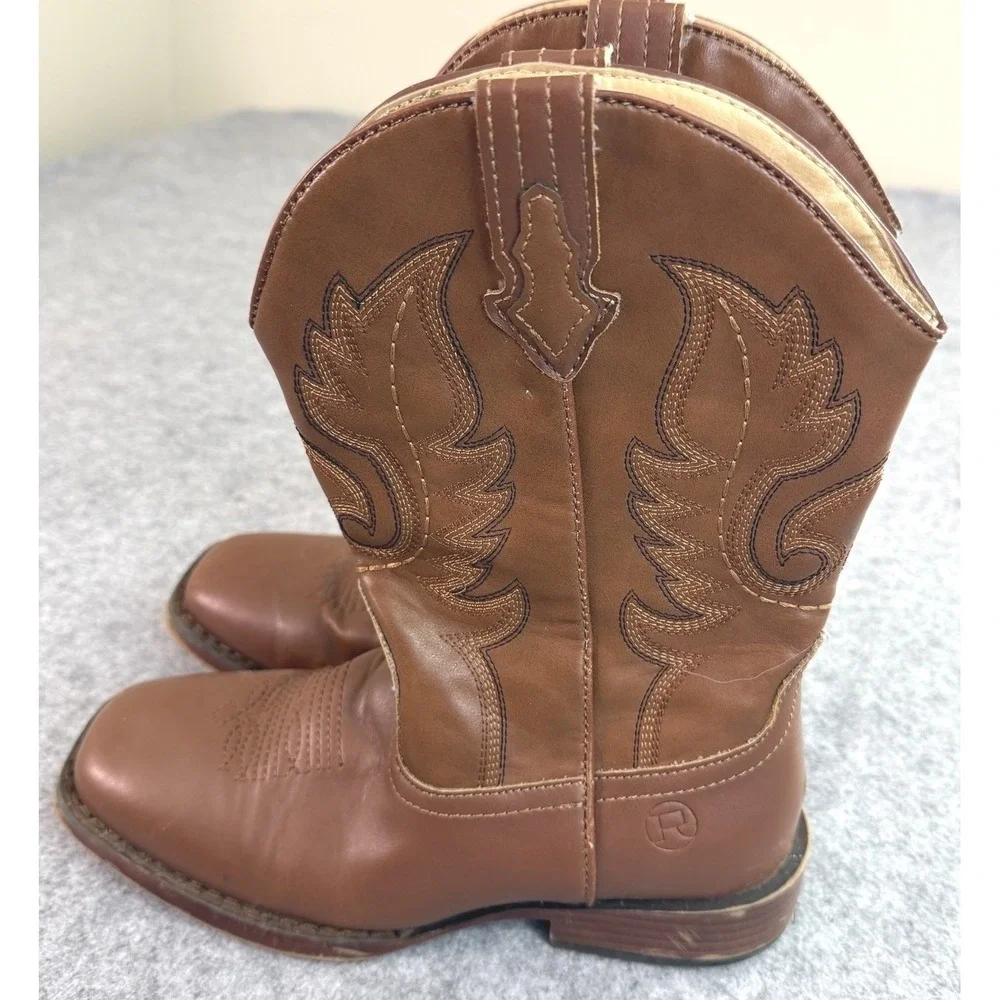 Roper Kids‎ Brown Faux Leather Western Cowboy Boots Size 3 09-018-1900-1701
